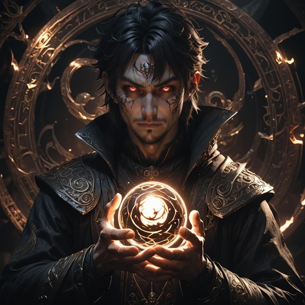 Cursed Orb Held by Man: 3D Anime Art