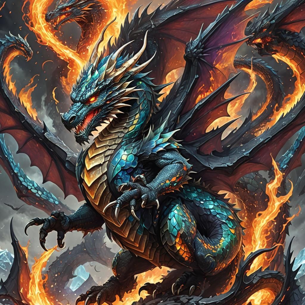 Elemental Dragon God of Molten Plasma and Ice