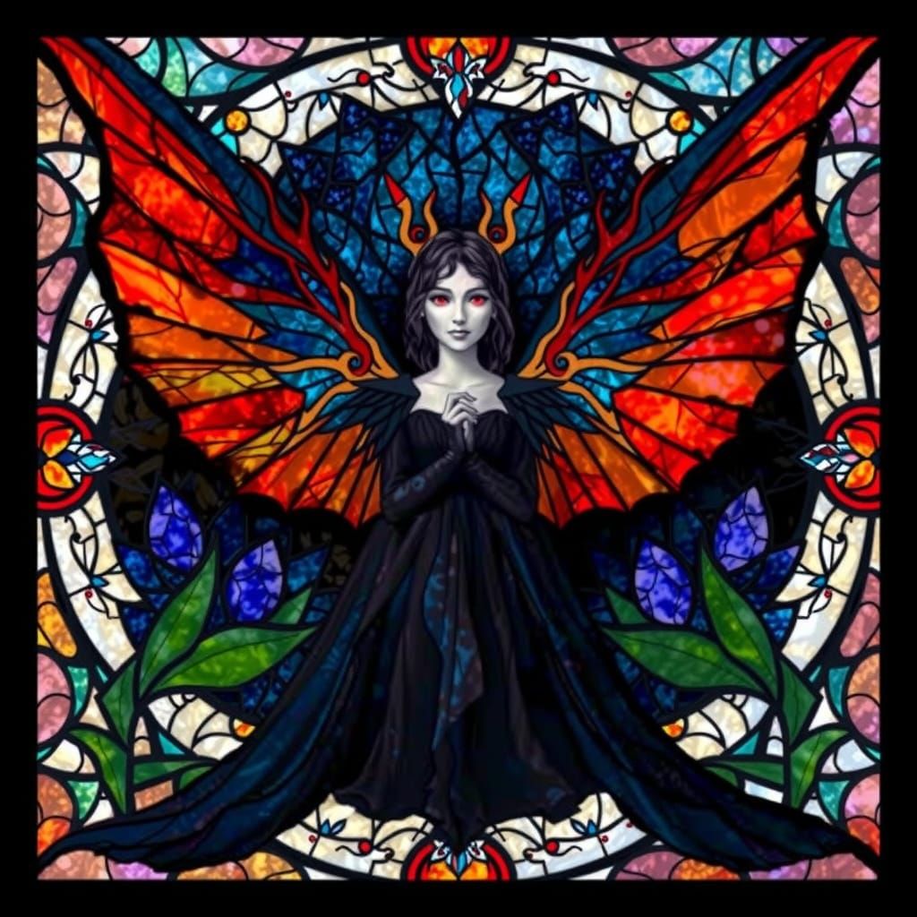 Fairy Rising in Stained Glass Abstract Art