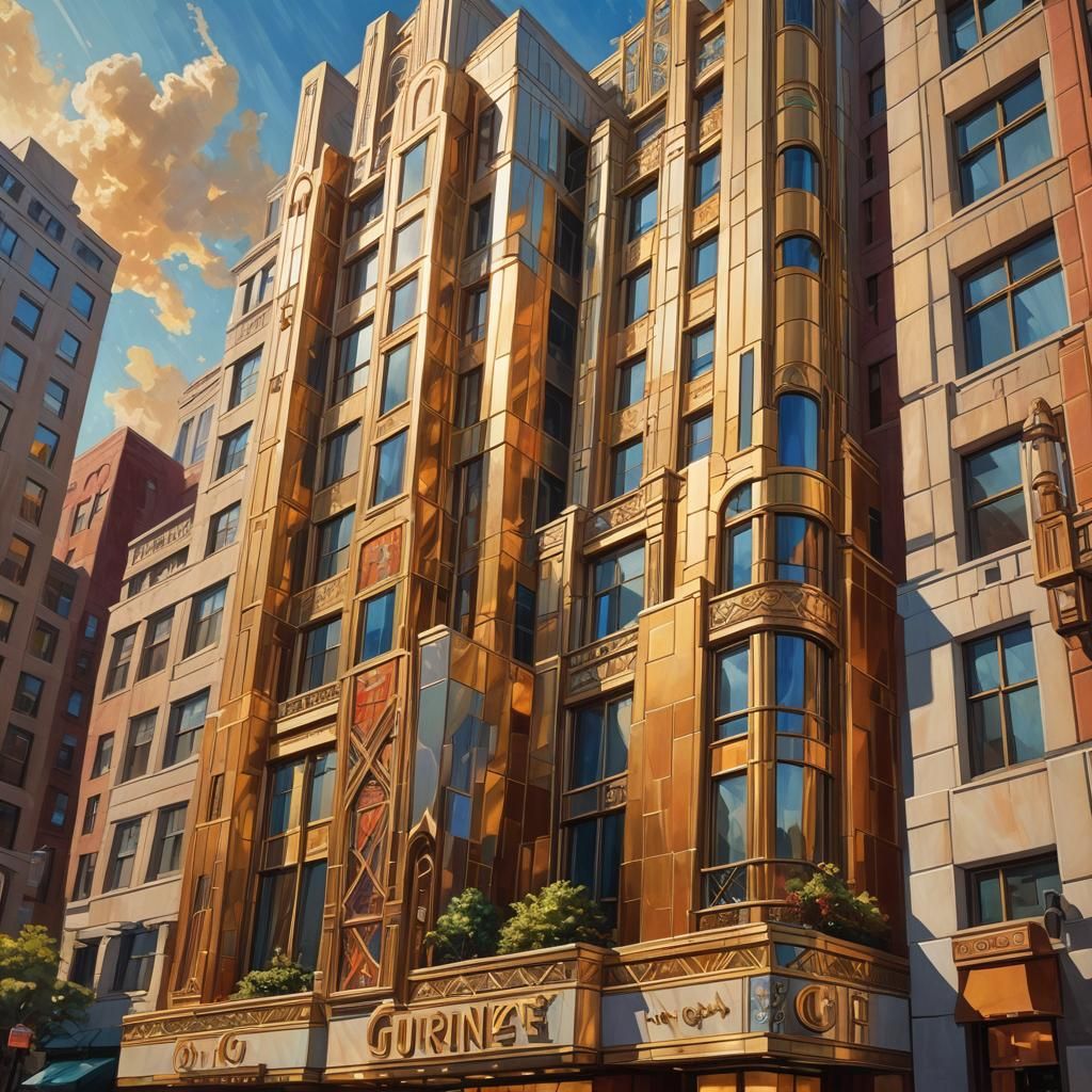 Art Deco Architecture in Golden Light
