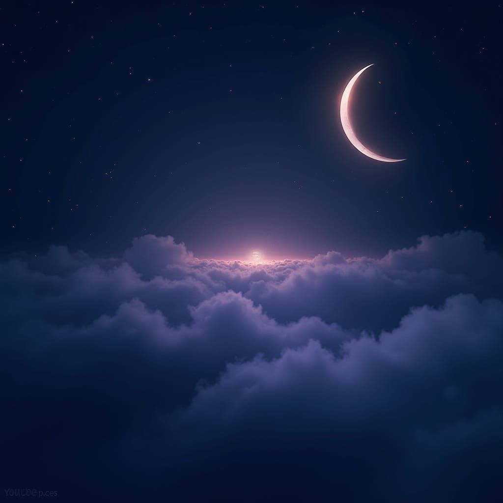 Mystical YouTube Banner with Crescent Moons and Mist