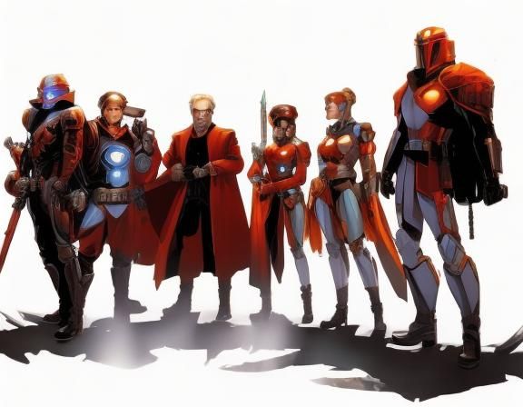 Star Warrior Heroes in Sci-Fi RPG Art Style