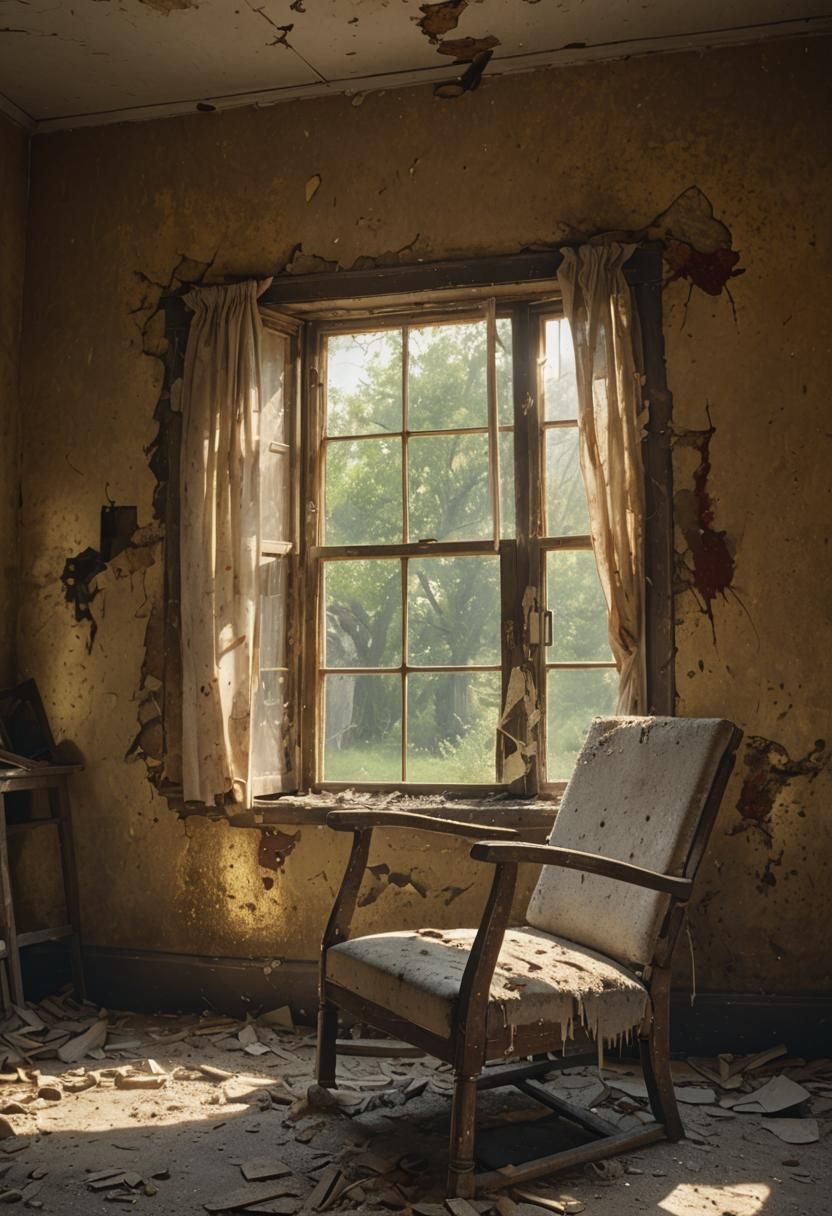 Abandoned House Interior with Sunlight: Hyper-Realistic Digi...