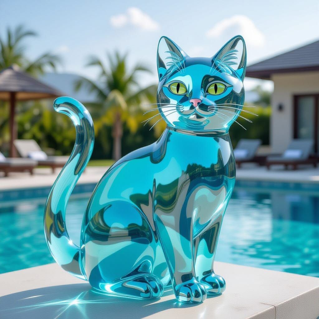Sea Glass Cat Sculptures