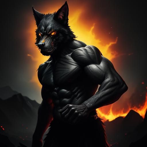 Werewolf Transformation in Dark Surrealism Style