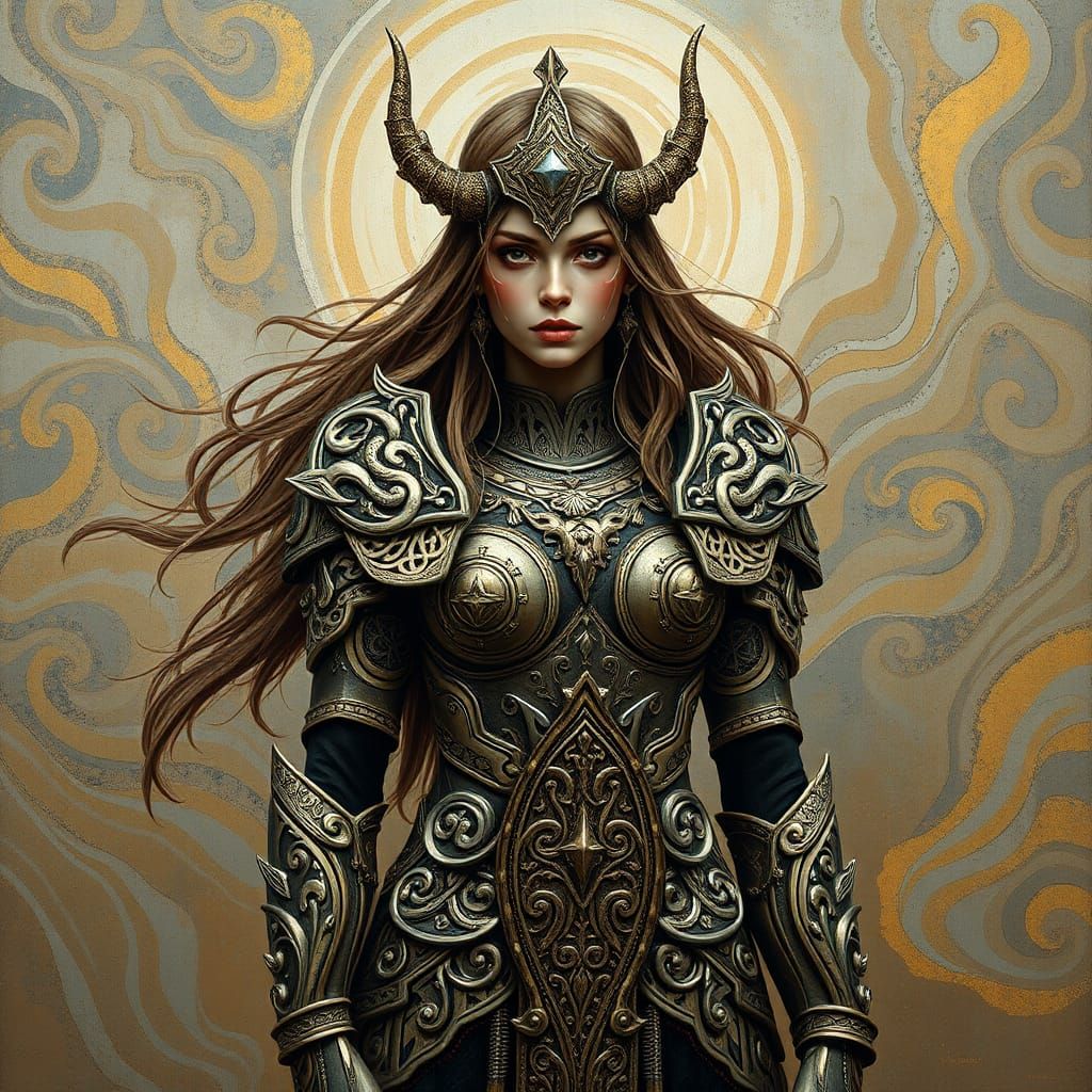 Celtic Warrior Queen in Abstract Expressionist Style