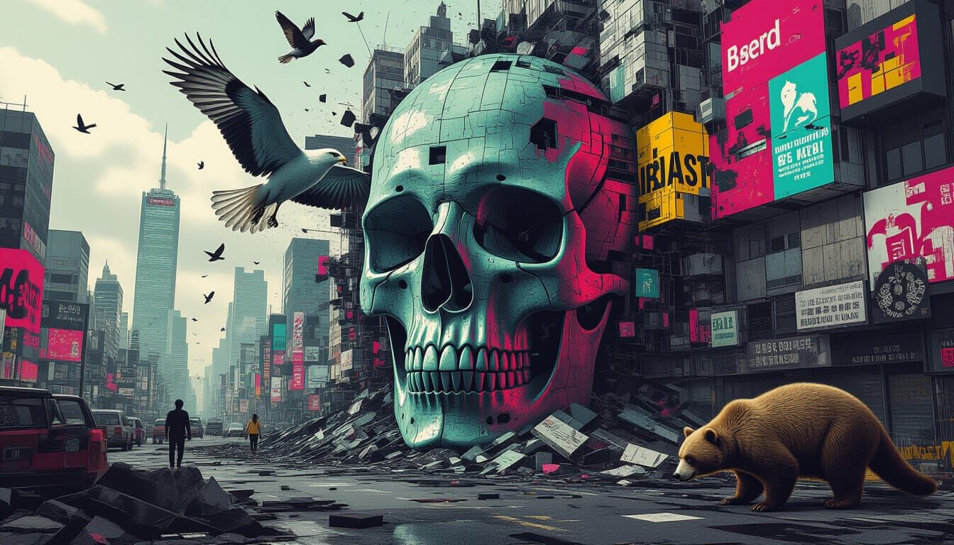 Dystopian Dada-Glitch Web Interface in Brutal Typography