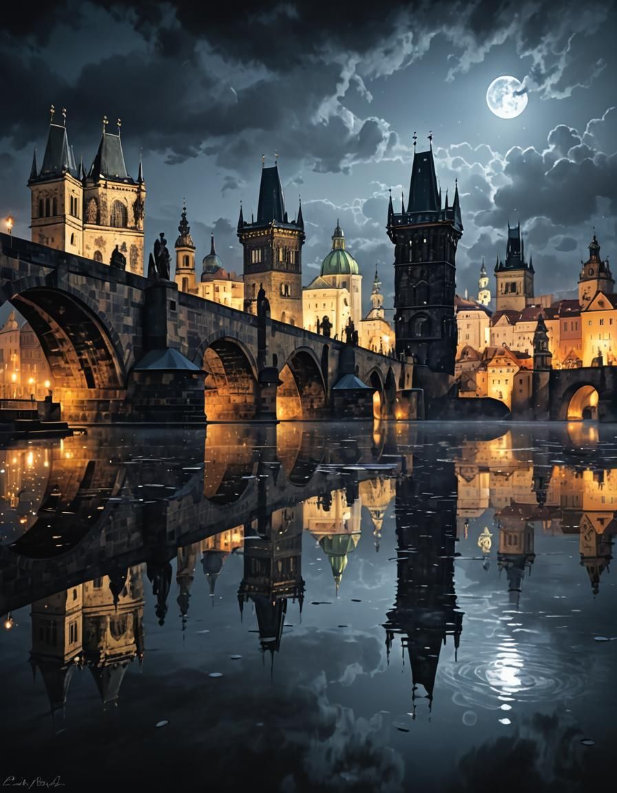 Prague at night