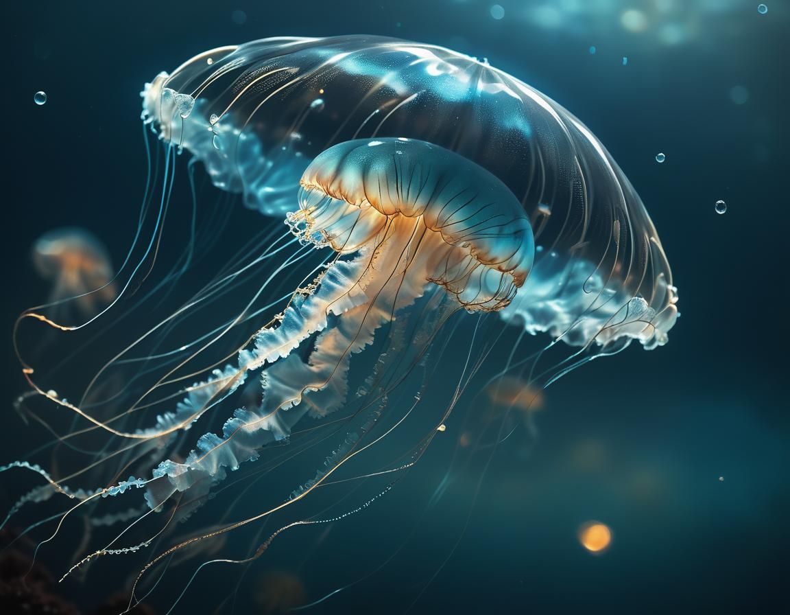 Bioluminescent Jellyfish in the Deep Sea