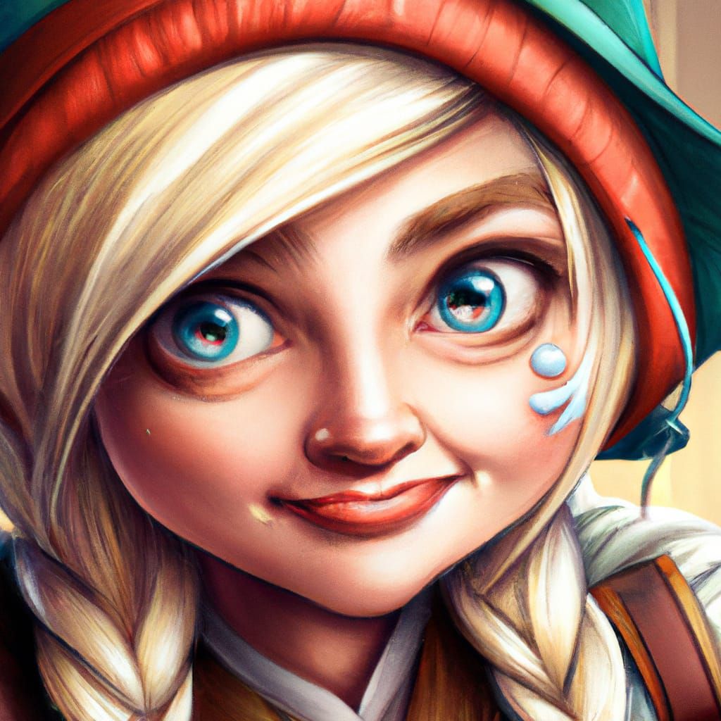 Festive Female Gnome Portrait in Dynamic Lighting