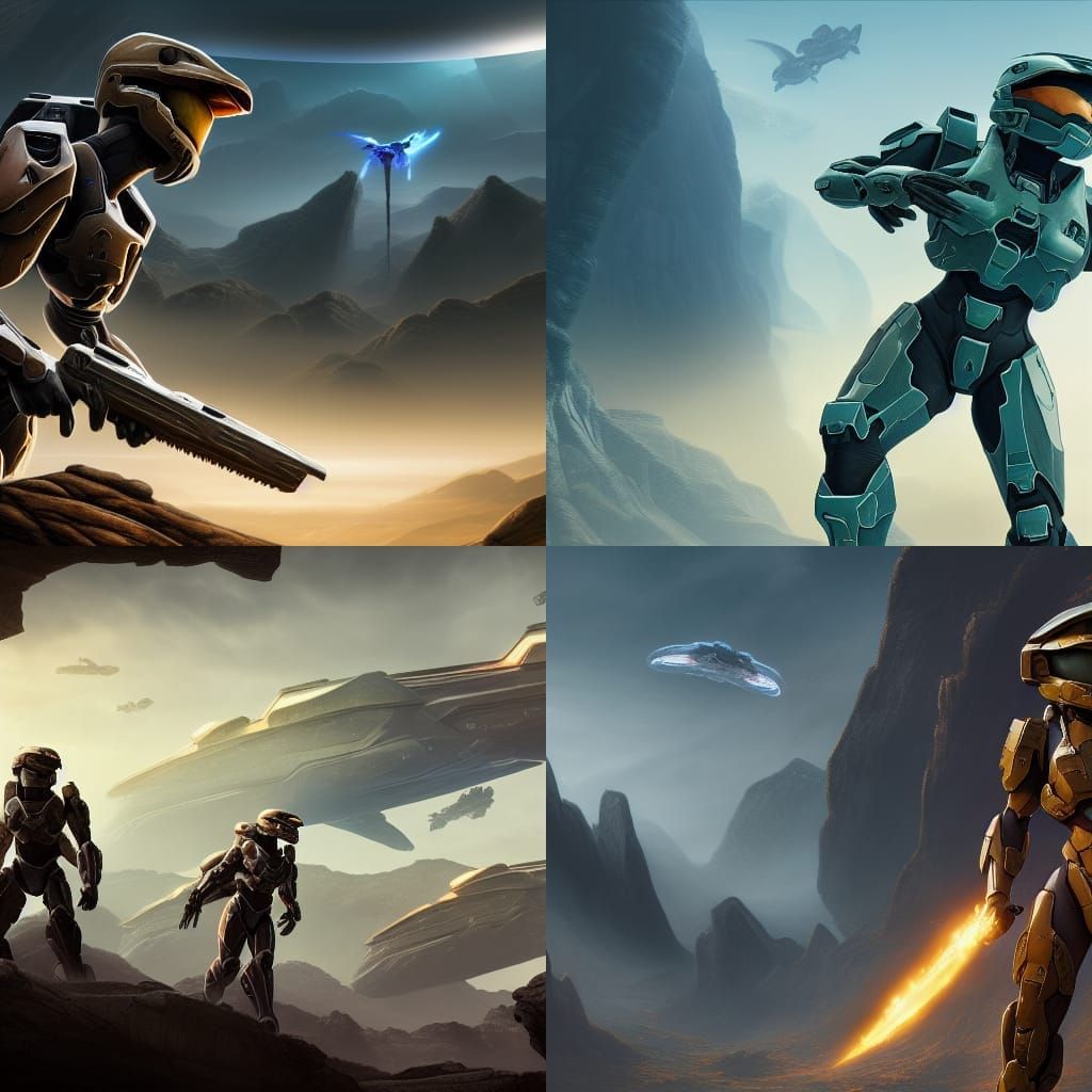 Elite Sangheili Woman: Detailed Matte Painting