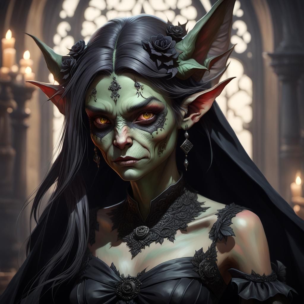 Gothic Goblin Bride in Hyperdetailed Portrait