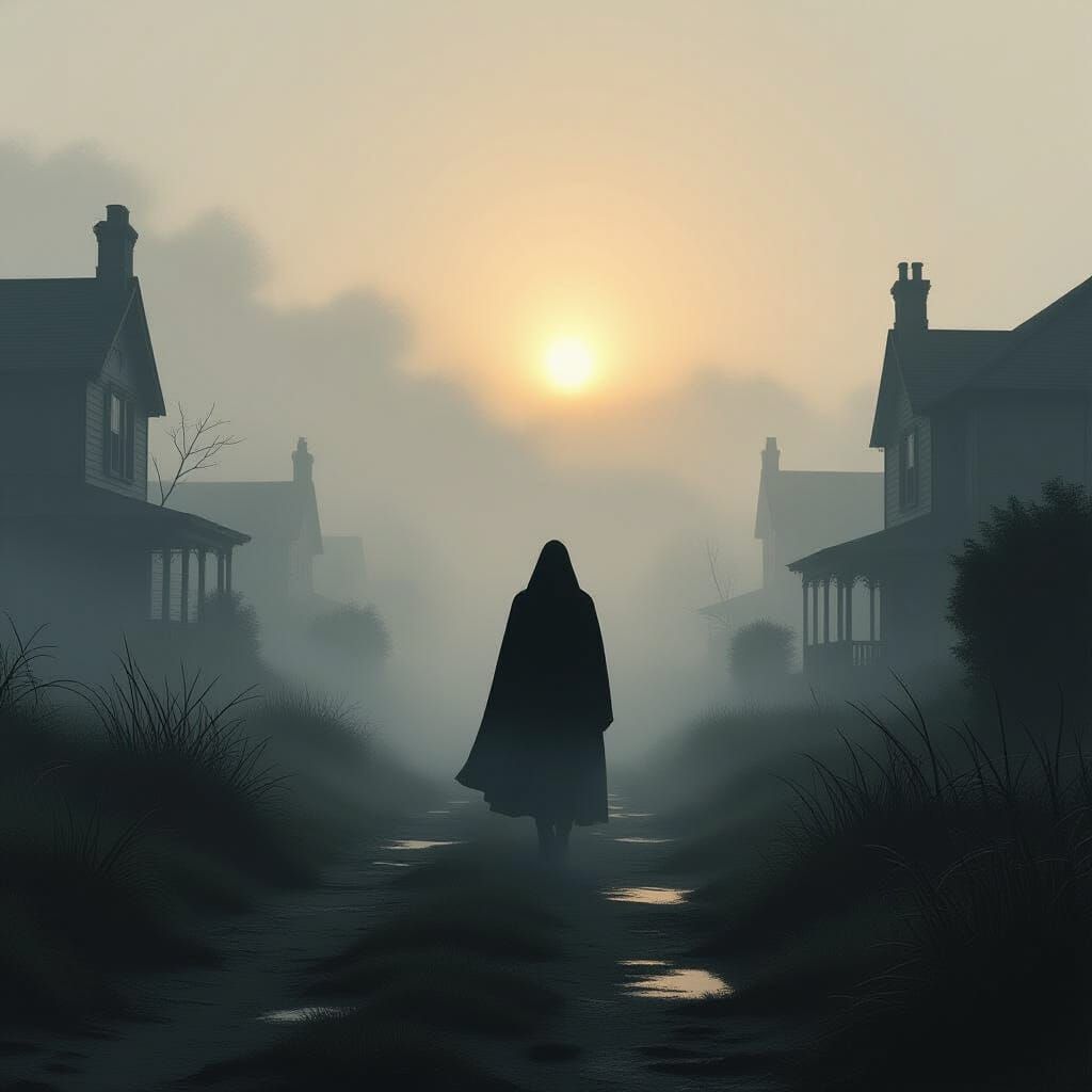 Mystical Lone Figure in Atmospheric Landscape