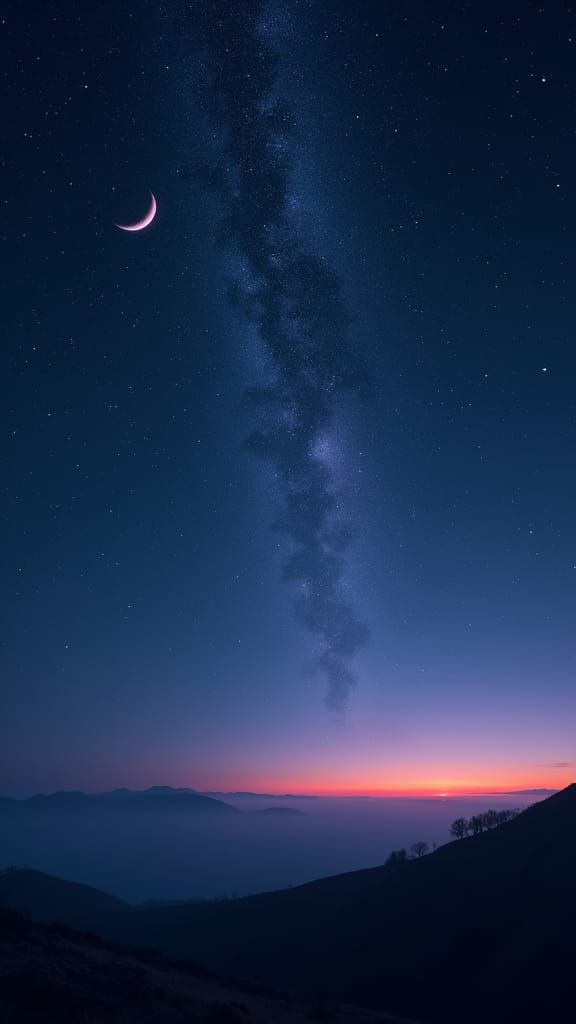 Celestial Night Sky with Twinkling Stars: Photorealistic Vie...