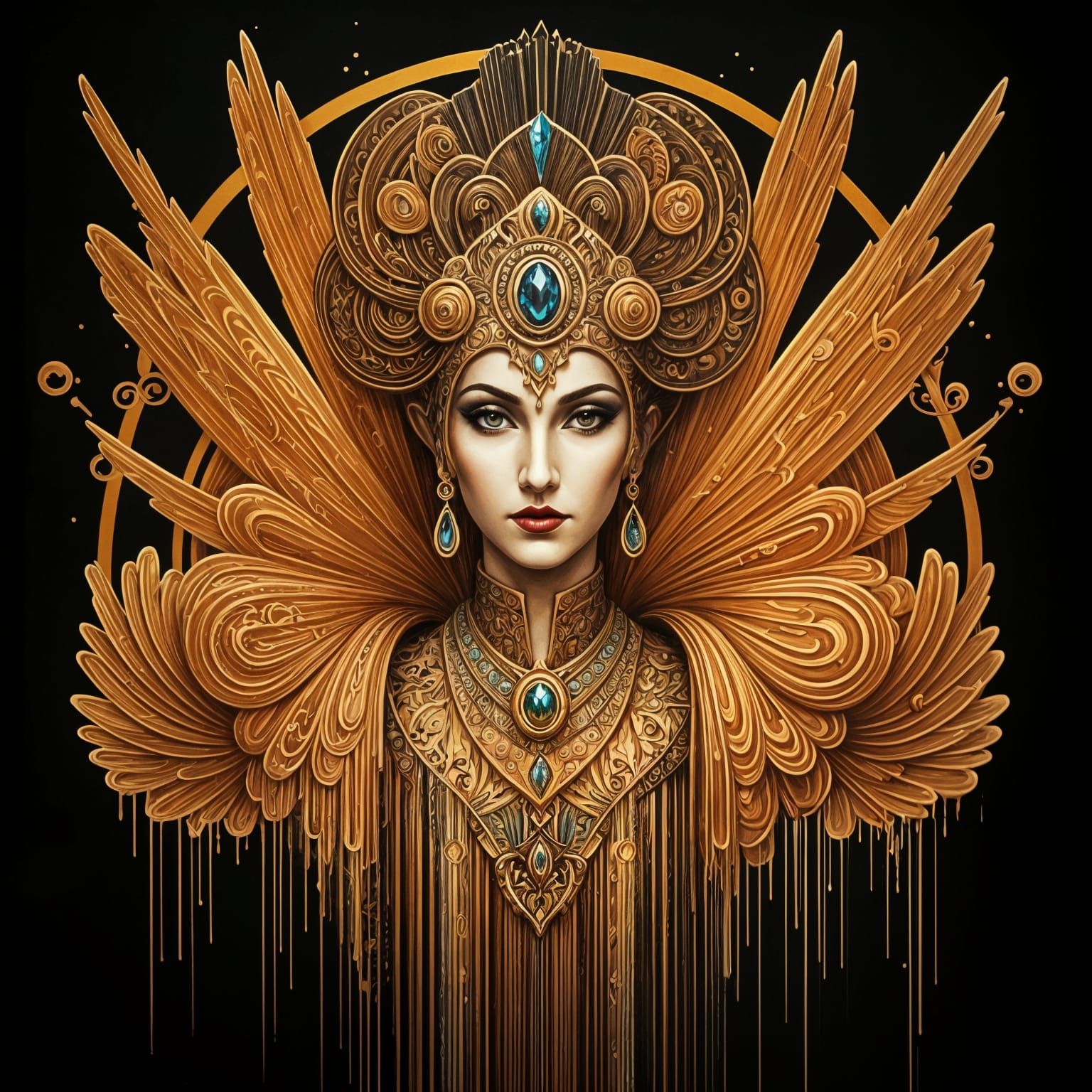 Art Deco Enchantress in Vibrant Graffiti Style