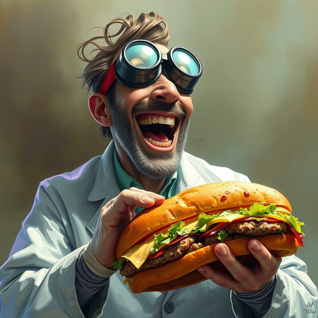 Mad Scientist's Sandwich: A Digital Painting