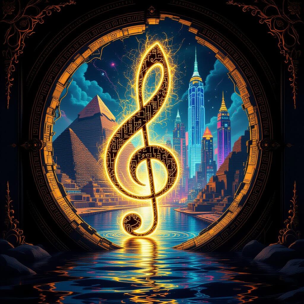 Golden G Clef Opens Reality Vortex, Egyptian Pyramids Meet C...