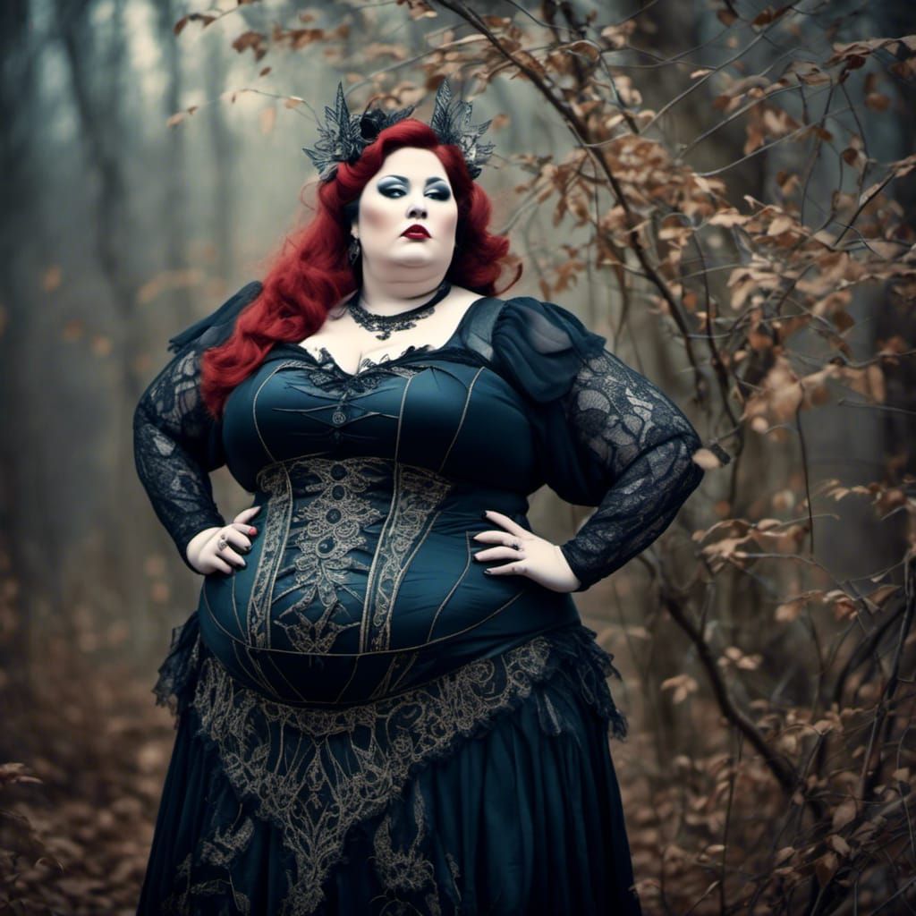 Tranquil Curvy Fairy in a Detailed Two-Piece Outfit