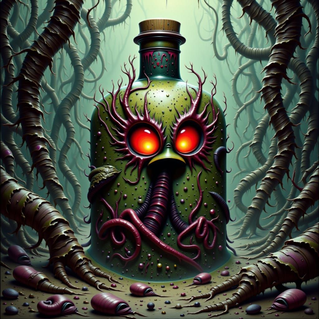 Ethereal Piranha Plant in a Haunting Oil Painting