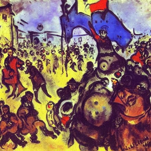 Frog Witnessing a Historical Battle: Early 20th-Century Styl...