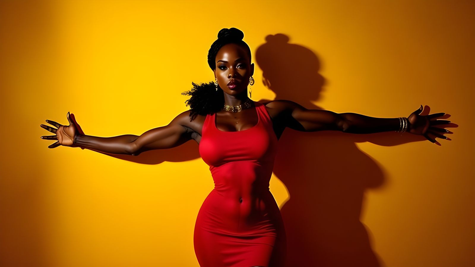 Striking Portrait of Woman in Red Dress