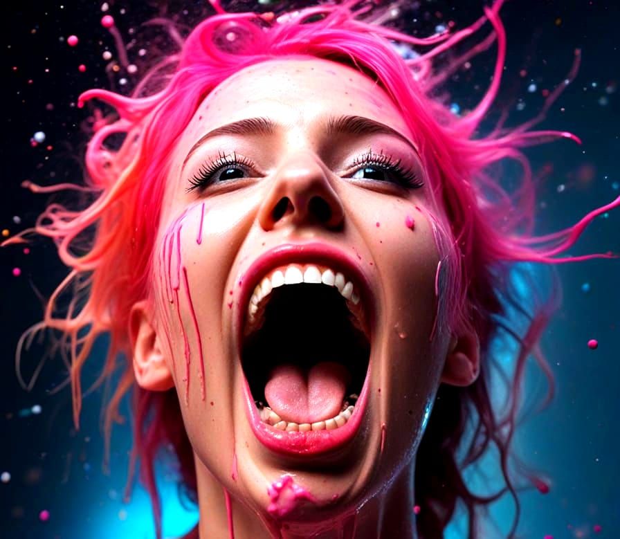 Surreal Ice Cream Parlor Scene in Vibrant Pop Art Style