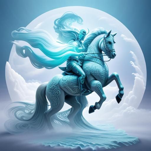 Ethereal Mist Horse in Swirling Cloud Vortex