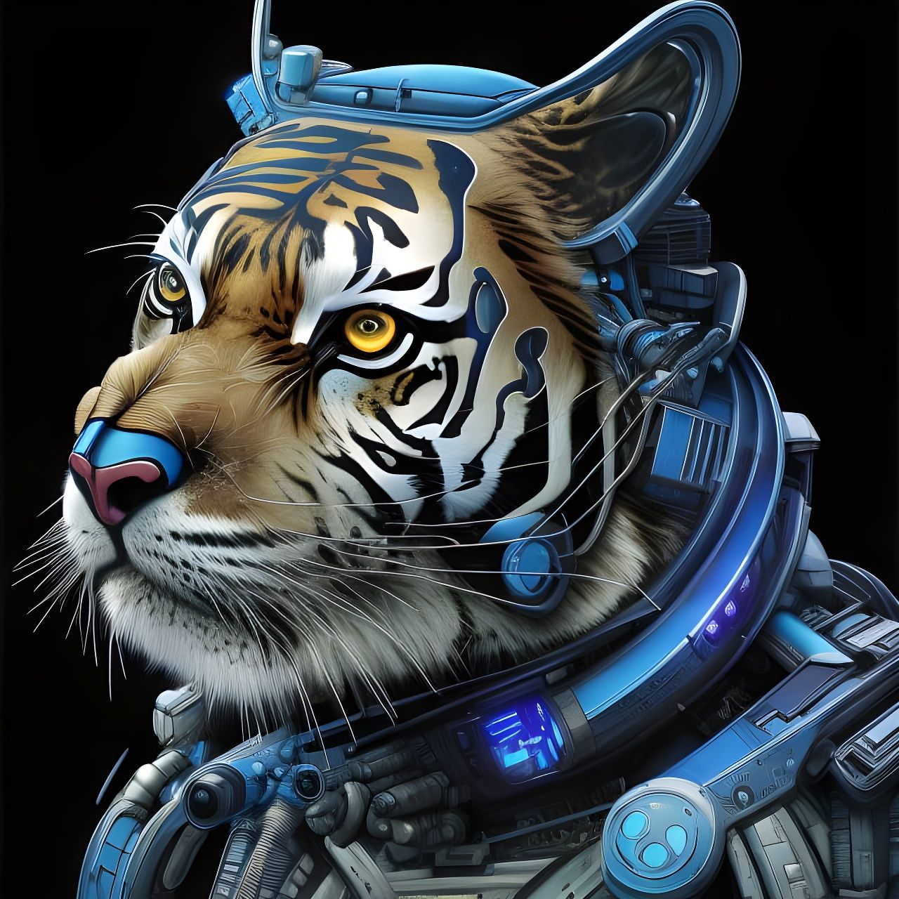 Cyberpunk Tiger: Photorealistic Sci-Fi Art