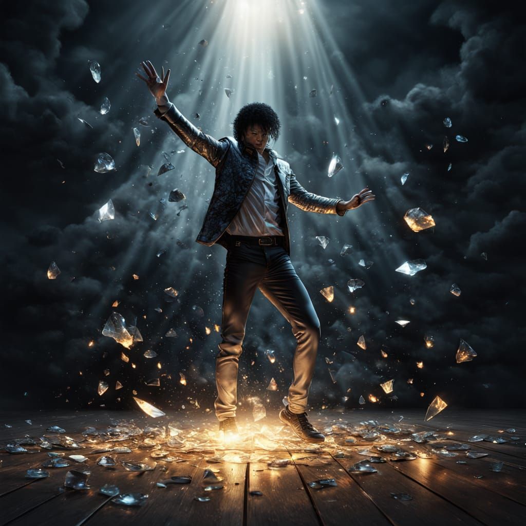 Michael Jackson Moonwalks on Celestial Stage in Digital Art