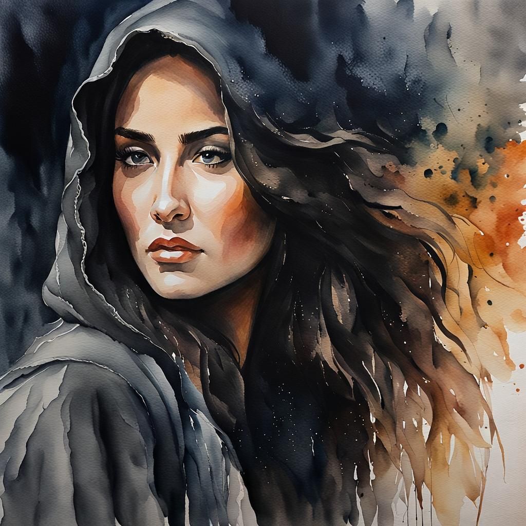Dark Moody Watercolor Painting with Intense Emotion