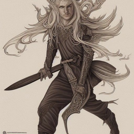 Young Elf Wizard Portrait in Hyperrealistic Oil Painting Sty...