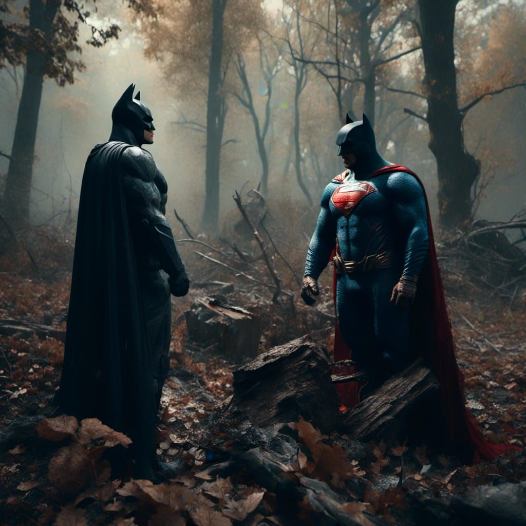 Batman and Superman Converse in Macabre Woods