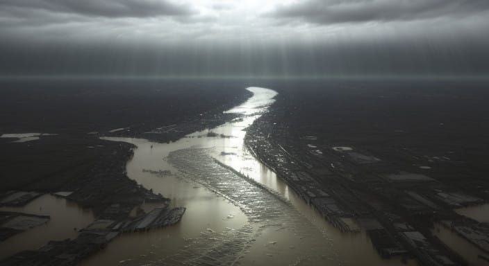 Stormy Waters in a Desolate Landscape