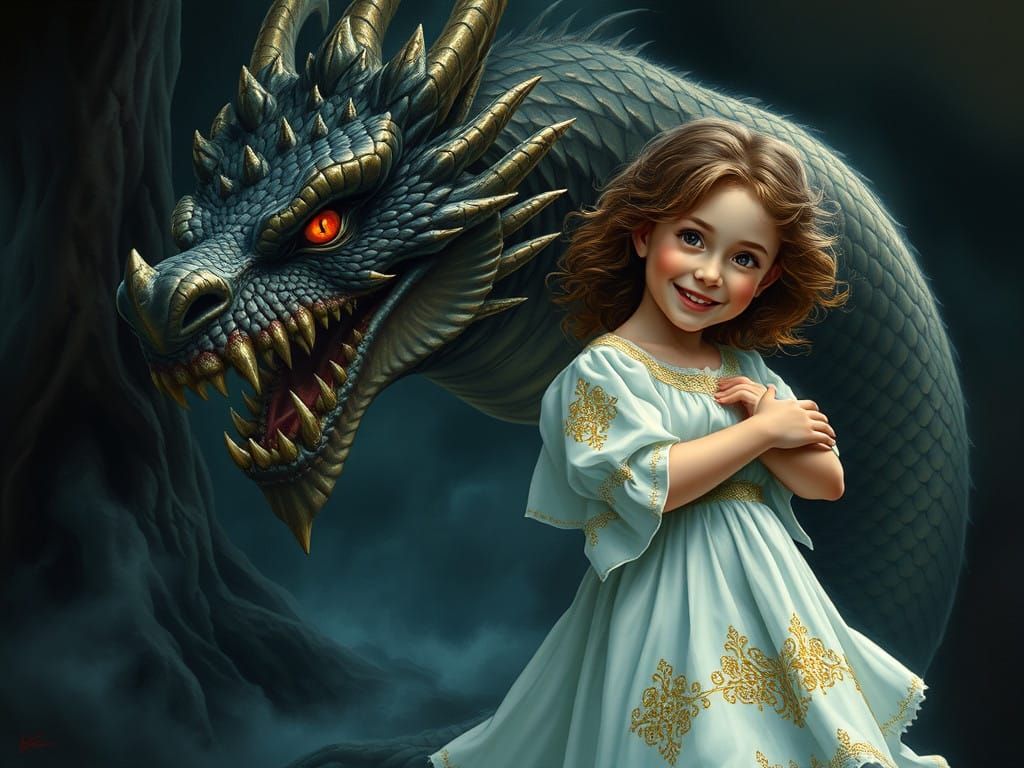 Dreamlike Encounter with a Noble Dragon in a Mystical Forest