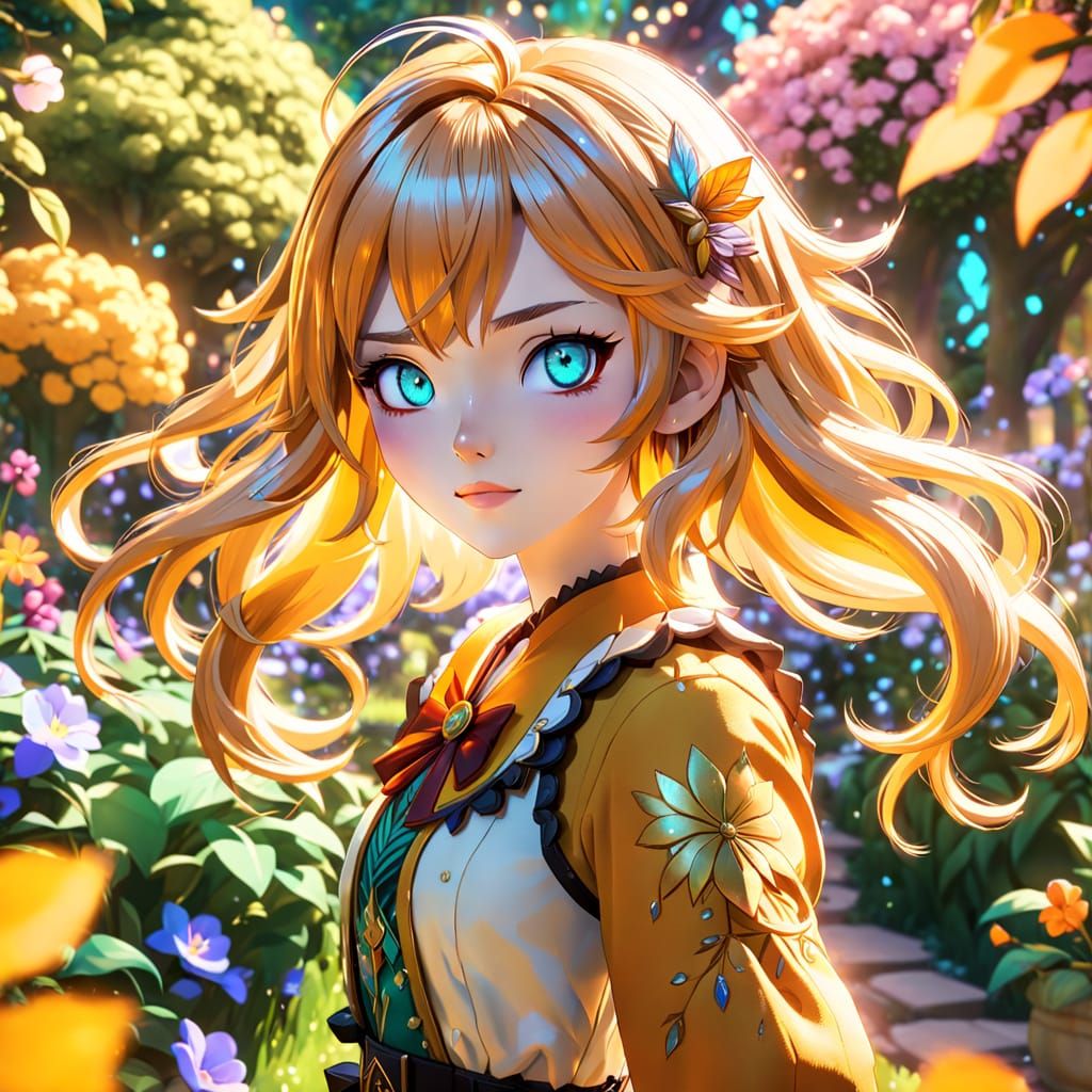 Cate as Anime Girl in Vibrant Garden