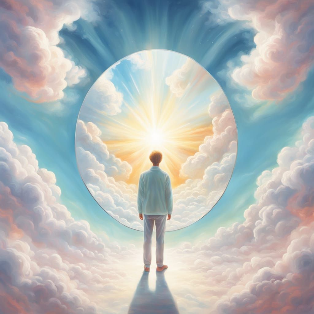 Surreal Mirror Portal to a Pastel Paradise