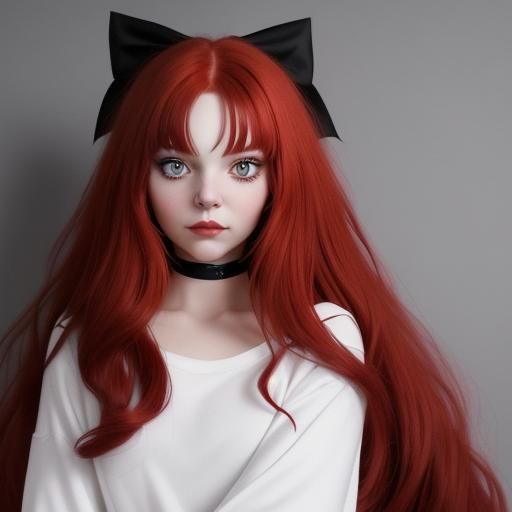 Sia with Red Hair, Scales, and Bow