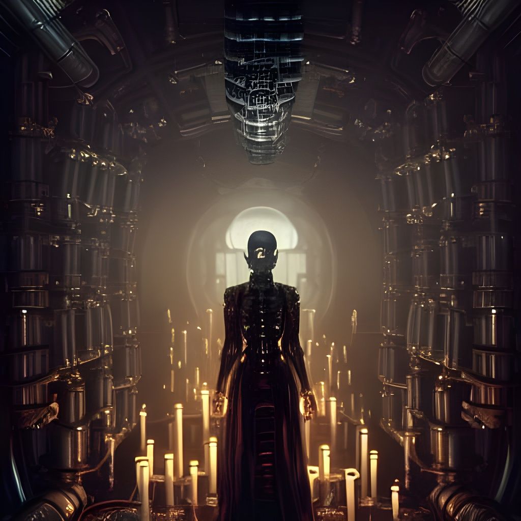 Cybernetic Skull Portrait in Dark Steampunk Style