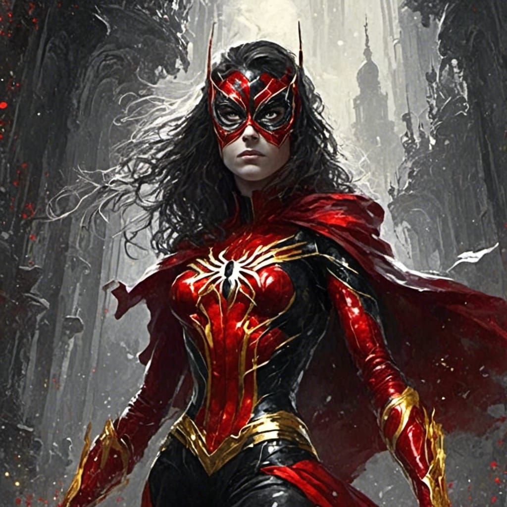 Spider-Woman with Mask in Marvel Studios Style