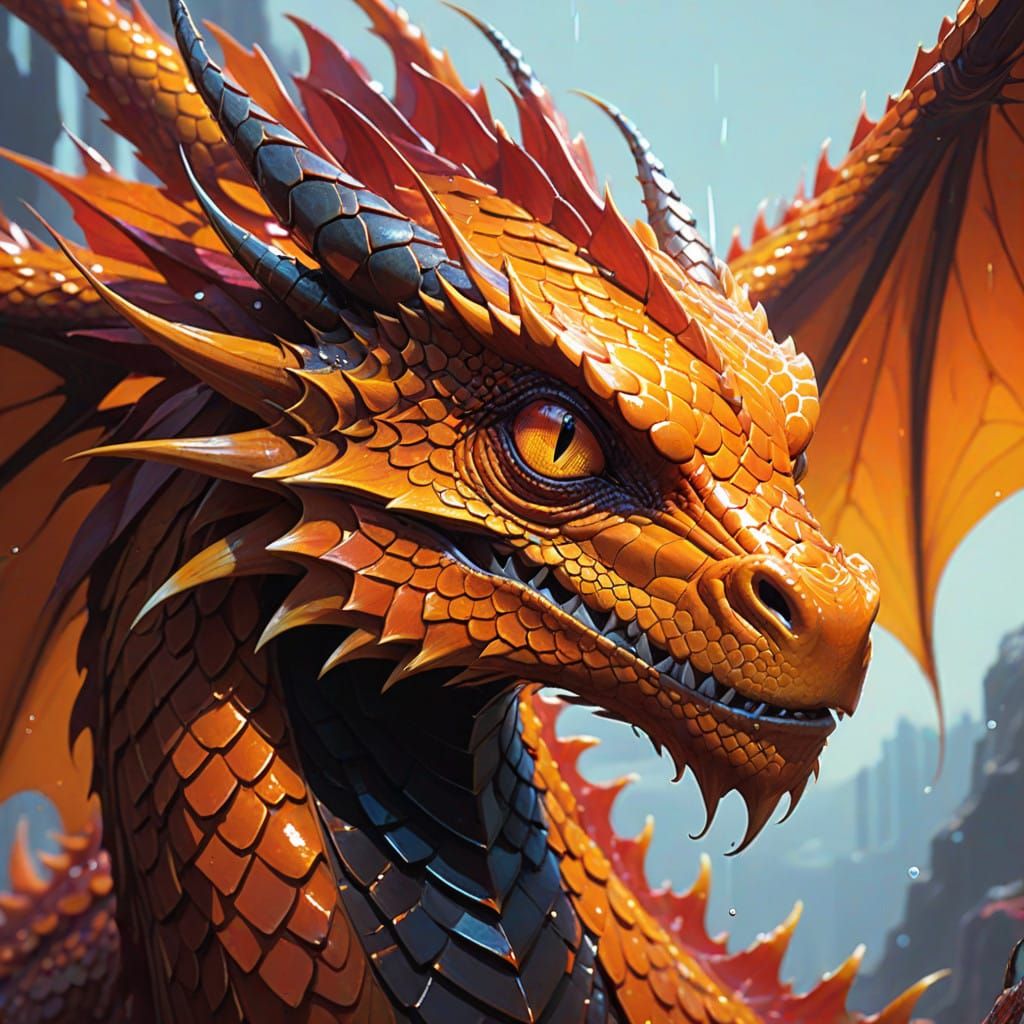 Hyper-Realistic Miniature Dragon in Vibrant, Iridescent Scal...