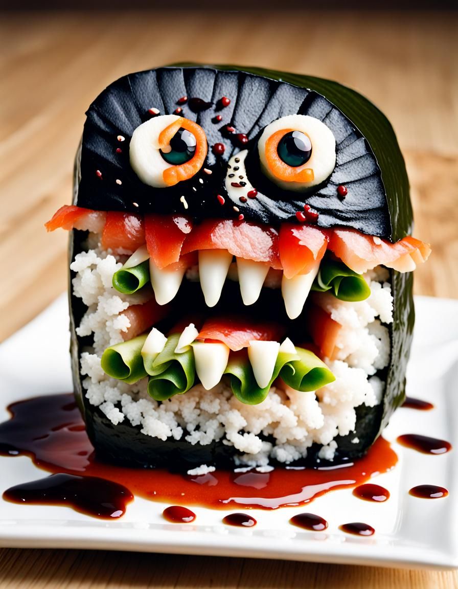 Horror Sushi Screaming in Terror