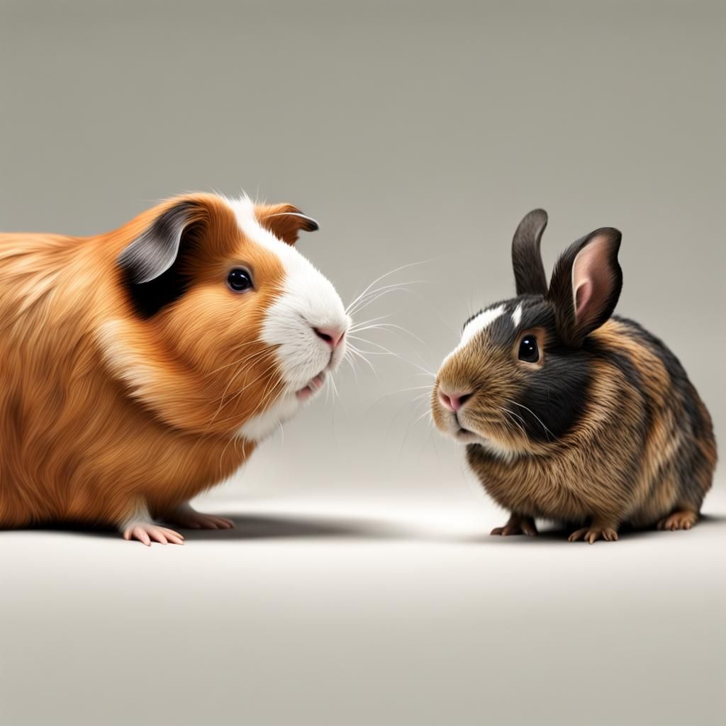 Intense Staring Contest: Guinea Pig vs Rabbit