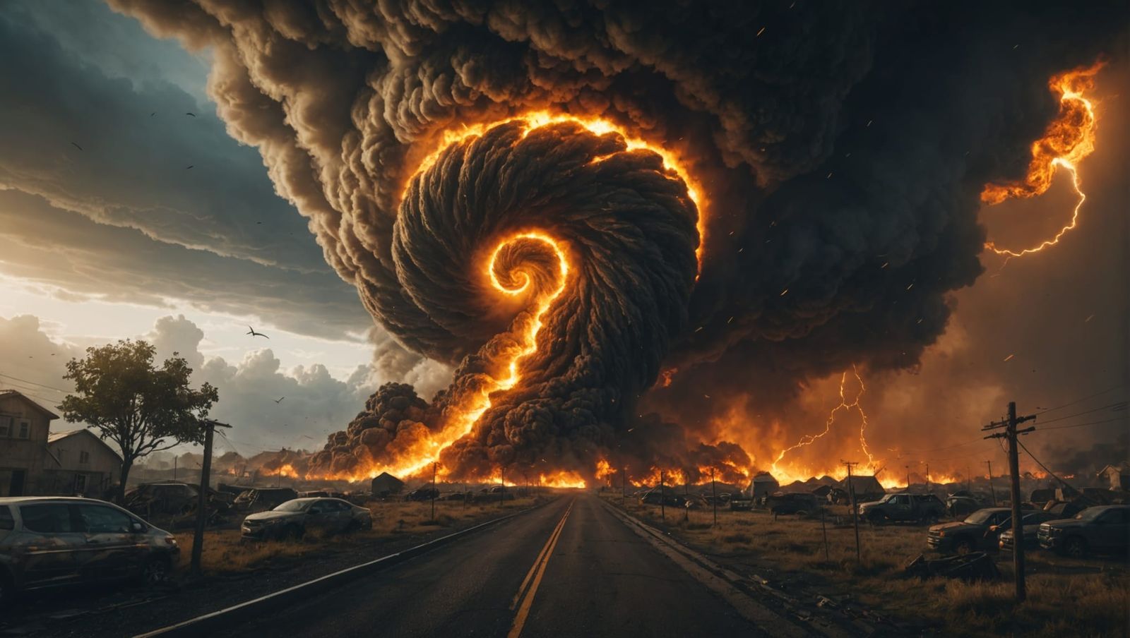 Fiery Tornado Amidst Elemental Chaos