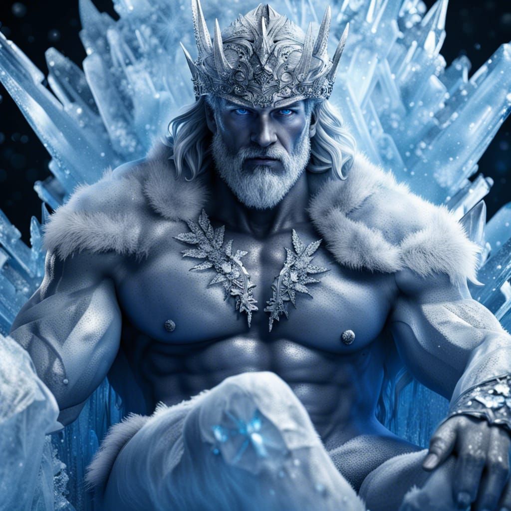 The Muscled Winter King on Ice Throne