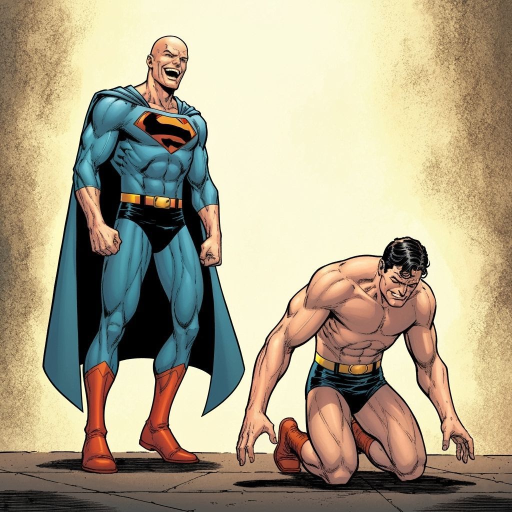 Lex Luthor Triumphs Over Clark Kent in Comic Art