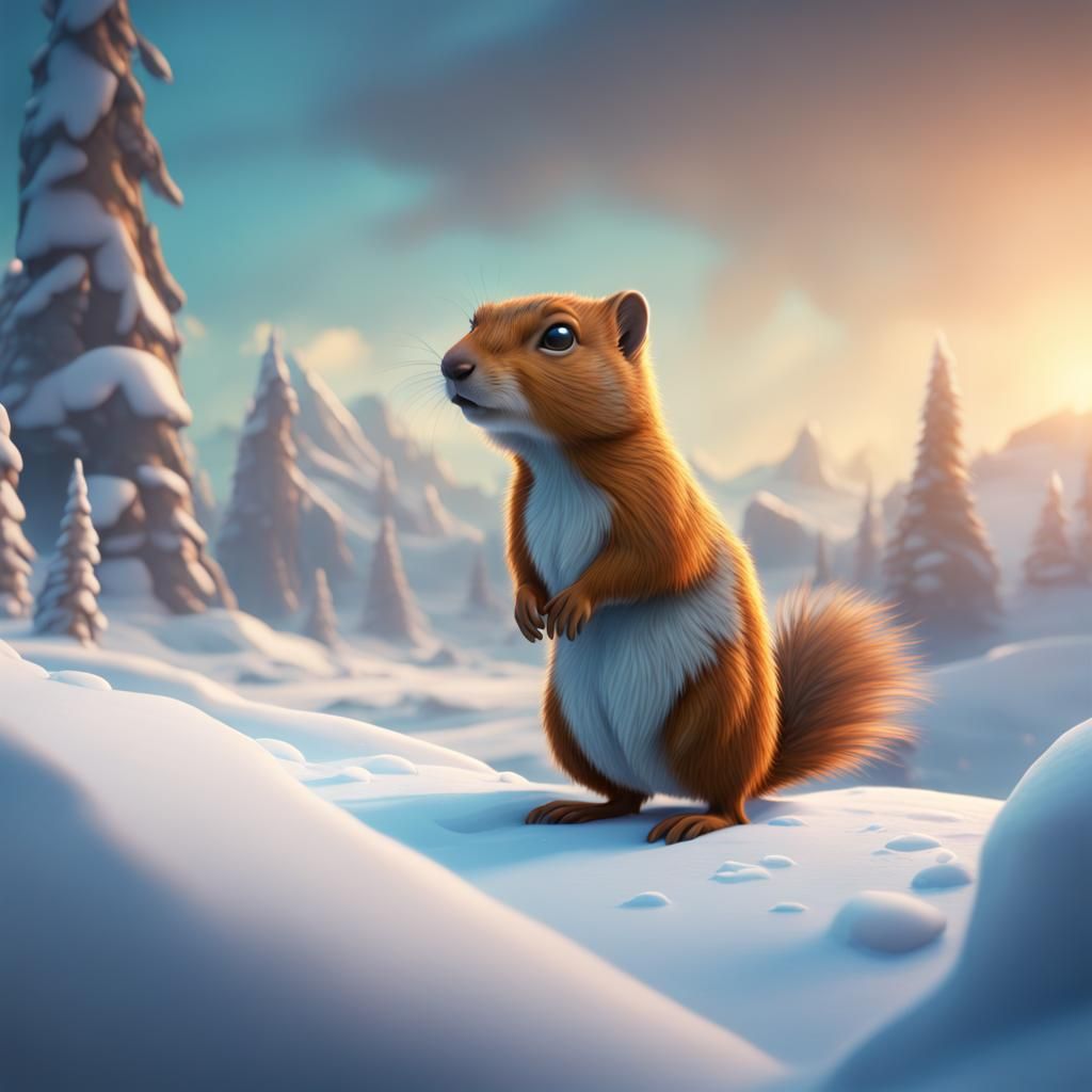 Arctic Ground Squirrel in Disney Cartoon Style