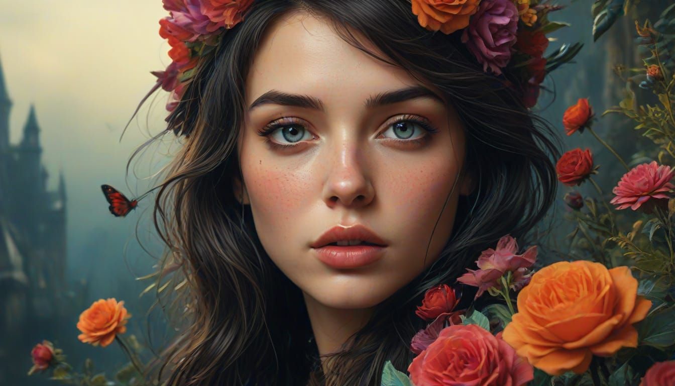 Retro-Futuristic Scene in Rich Ink and Watercolor