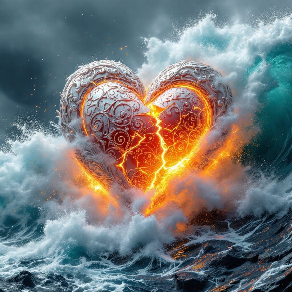 Shattered Heart in Turbulent Ocean Tides
