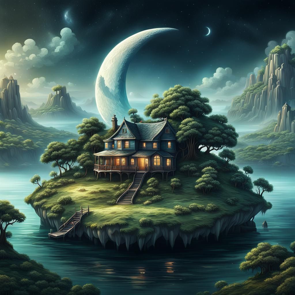 Fantasy Island in Crescent Moon Shape