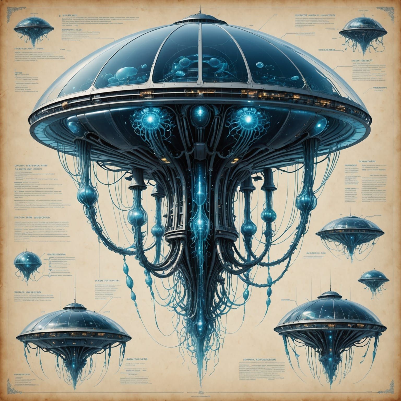 Futuristic Spaceship in Organic Technological Style